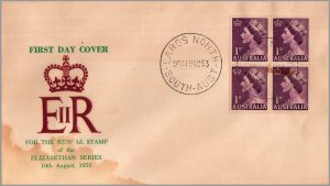 AUSTRALIA - 1953 QUEEN ELIZABETH II - BLOCK OF 4 - FDC