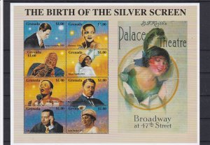 Grenada The Birth of The Silver Screen Mint Never Hinged Stamps Sheet Ref 28922