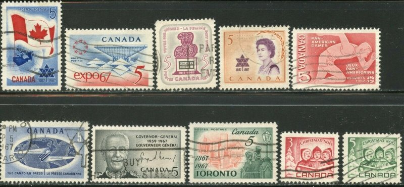 CANADA Sc#453, 469-477 1967 Commemoratives Complete Used