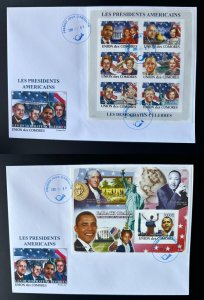 Comores Comoros 2008 FDC USA President Obama Clinton Kennedy Washington IMPERF