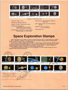 USPS SOUVENIR PAGE SPACE EXPLORATION COMPLETE PANE SET OF (10) 1991