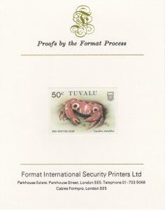 TUVALU 1986 CRABS  imperf on FORMAT INT PROOF CARD
