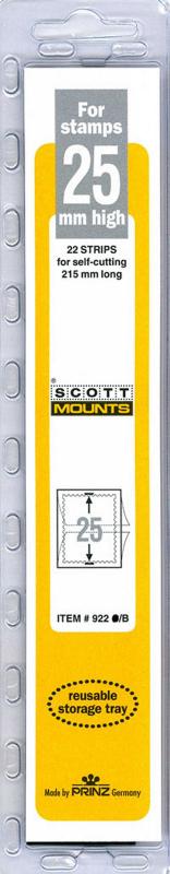 Prinz Scott Stamp Mount 25/215mm - BLACK (Pack of 22) (25x215  25mm) STRIP  #922