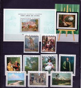 CUBA 1968 ART/PAINTINGS SET OF 9 STAMPS & 2 S/S MNH