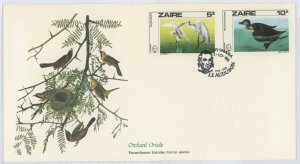 Zaire 1195-1196 1985 Audubon, Great Egret. Yellow-beaked duck. Birds. Souvenir sheet U/A FDC.. Fleetwood Cachet.