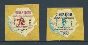 Sierra Leone #C32,34 NH Kennedy - Map Stamps Surcharged