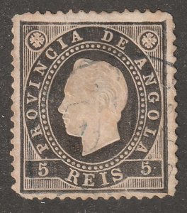 Angola, stamp,  Scott#16,  used,  hinged,  5 reis,