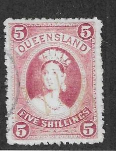 Queensland #81  6p  Queen Victoria  (U) Revenue cancel