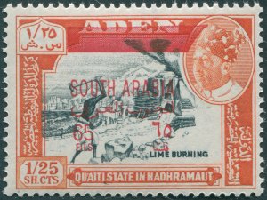 South Arabia Hadhramaut 1966 65f on 1s 25c black & red-orange SG61 MNH