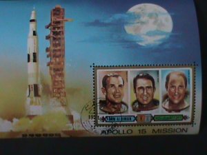 ​UMM AL QIWAIN-1971-  APOLLO-15-MISSION TO THE MOOON- CTO S/S-VF-FANCY CANCEL