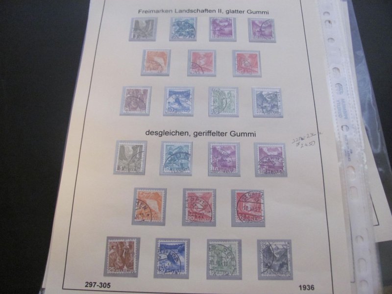 SWITZERLAND USED STAMPS & COVERS COLL. ON PAGES 1930-2005 $2K-$3K CAT. XF (191)