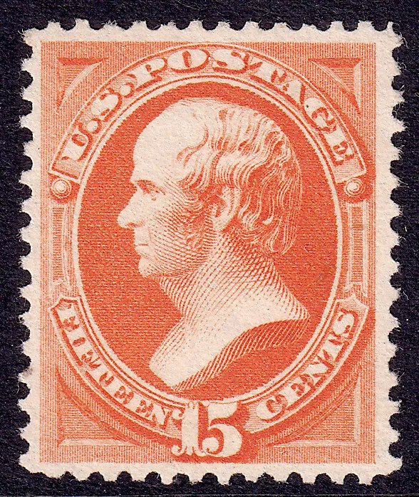 US Scott 189, 1879 Webster, 15c red orange, UNUSED NG