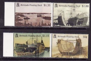 Bermuda-Sc#1160-3- id12-unused NH set-Ships-Floating Dock-2019-