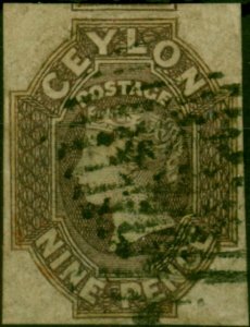 Ceylon 1859 9d Purple-Brown SG8 Good Used (2)