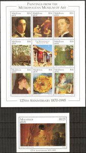 Maldives 1996 Art Paintings Metropolitan Mi.2560/91 Bl. 355/8 MNH 4 Scans