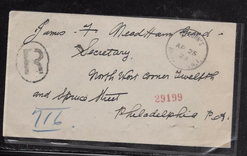 ANTIGUA (P12103B)  KGV 1DX5  ON 1925 REG COVER TO USA