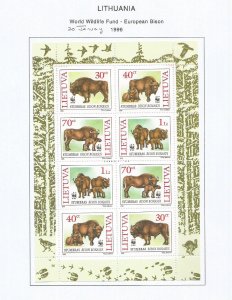 LITHUANIA - 1996 - World Wildlife Fund, European Bears -  Perf 8v Sheet - M L H