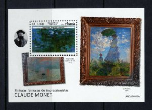 ANGOLA 2019 PAINTINGS OF CLAUDE MONET SOUVENIR SHEET  MINT NH