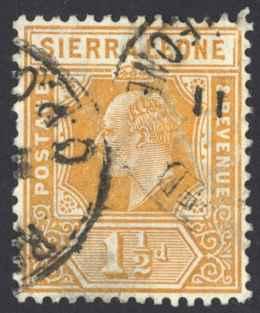 Sierra Leone Sc# 92 Used 1910 1½p orange KEVII