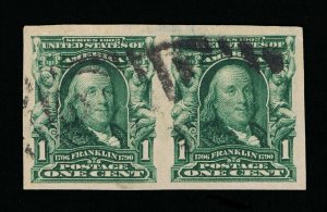 AFFORDABLE GENUINE SCOTT #314 VF-XF USED PAIR 1¢ BLUE GREEN BUREAU ISSUE #11835