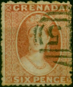 Grenada 1863 6d Rose SG6a Wmk Sideways Fine Used