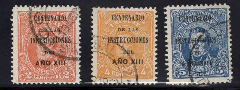 Uruguay Scott 211-213 Used overprint set 1913