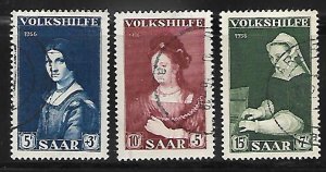 Saar - French Protectorate - Semi - Postal - Scott #B114-B116  VF - Used