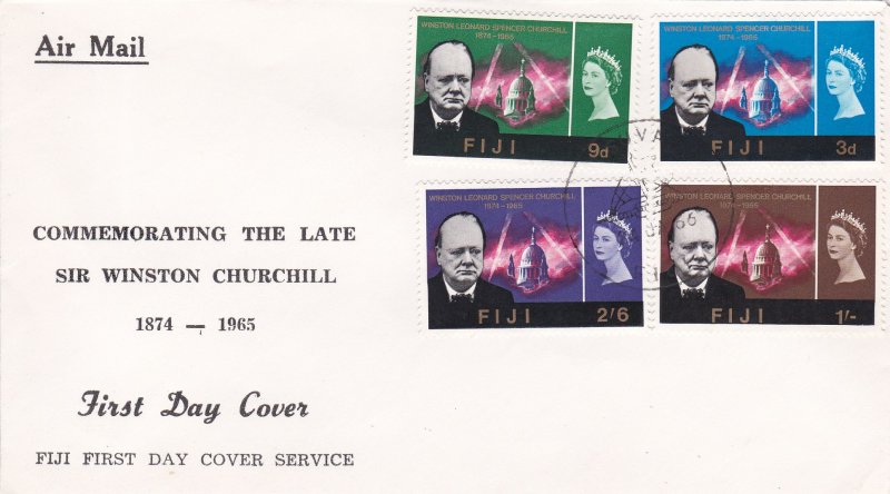 Fiji # 215-218, Winston Churchill, First Day Cover