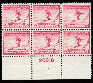 SC# 716 - (2c) - Olympics - Ski Jumper, MNH plate block/6 -  BOT 20816