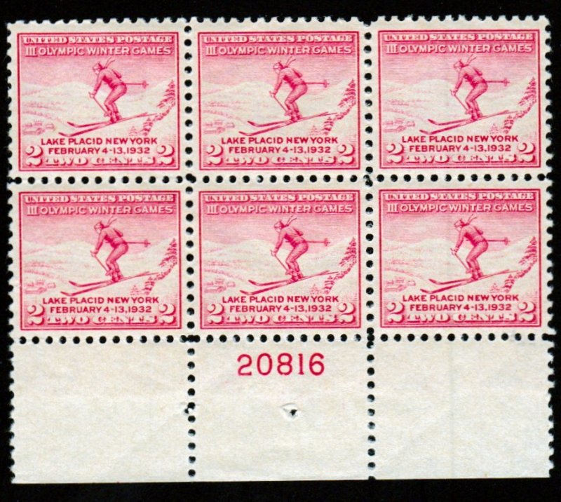 SC# 716 - (2c) - Olympics - Ski Jumper, MNH plate block/6 -  BOT 20816