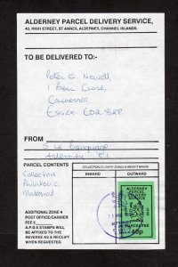 ALDERNEY PARCEL 40p ON 1991 DISPATCH DOCUMENT