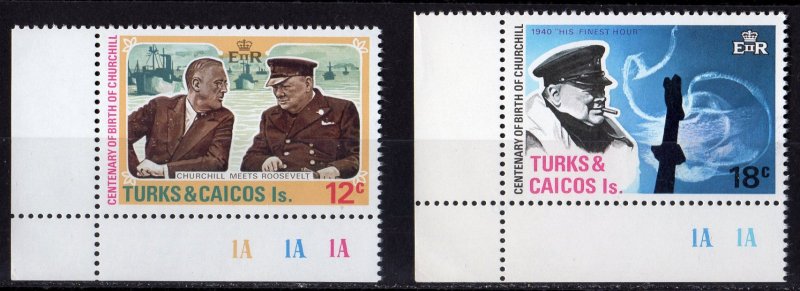 Turks and Caicos Islands 1974 Sc#297/298 SIR WISTON CHURCHILL/ROOSEVELT Set MNH