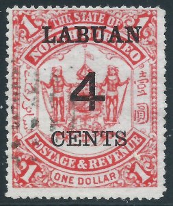 Labuan, Sc #58, 4c on $1, Used