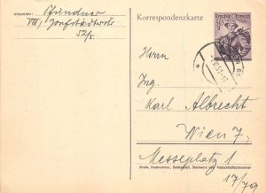 E0061 Austria postal card addressed to Herr Ing. Karl Albrecht in Vienna 1951