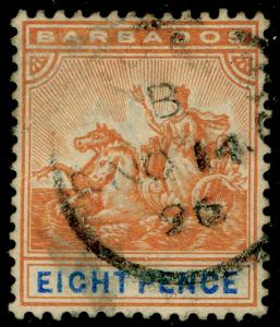 BARBADOS SG112, 8d Orange & Ultramarine, USED, CDS. Cat £32.