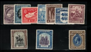 Cyprus #114 - #123 Very Fine Mint Lightly Hinged Set