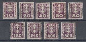 Danzig Mi 1b-9b MLH 1921 dark violet brown Postage Dues, first printing, fresh