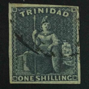 MOMEN: TRINIDAD SG #29 IMPERF INDIGO 1859 USED £350 LOT #63580