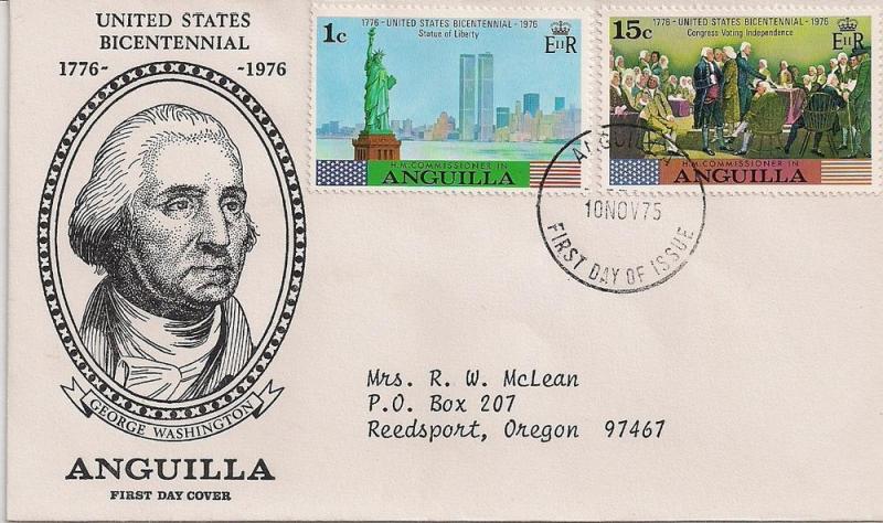 Anguilla Fdc Us Bicentennial Scott #217,219