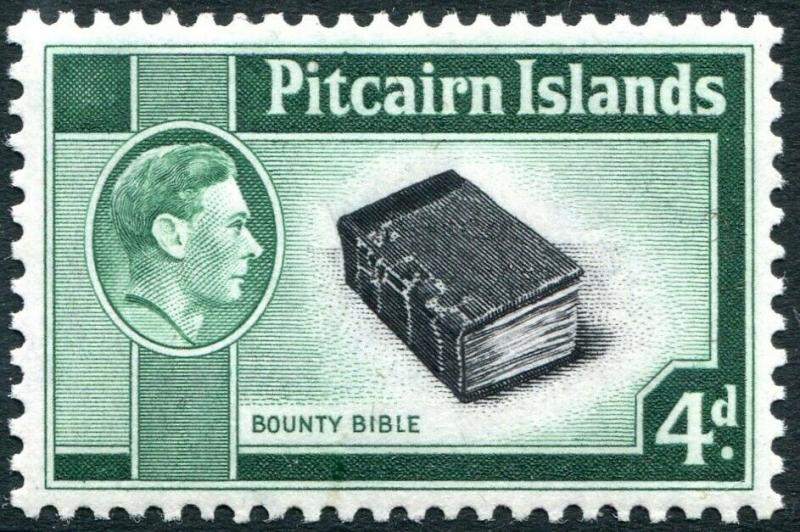 PITCAIRN ISLANDS-1951 4d Black & Emerald-Green Sg 5b UNMOUNTED MINT V29328