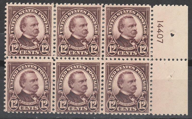 USA 1922 CLEVELAND 12C PLATE BLOCK STAMP SIZE 19 X 22 MM