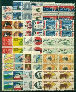 25 DIFFERENT SPECIFIC 5-CENT BLOCKS OF 4, MINT, OG, NH, GREAT PRICE! (35)