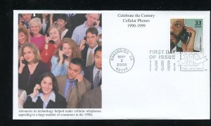 US 3191o Celebrate Century 1990s, Cellular phones UA Mystic cachet FDC