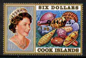 COOK ISLANDS - 1977 - Sea Shells $6 o/p OHMS - Perf 1v -Mint Never Hinged