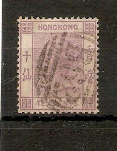 HONG KONG 1880 10c SG 30 WATERMARK CROWN CC GOOD USED