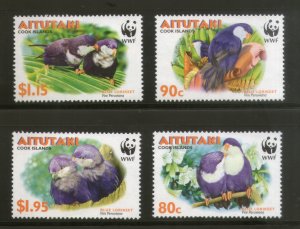 Aitutaki 2002 WWF Blue Lorikeet Parrot Birds Wildlife Animals Sc 533-6 MNH #313