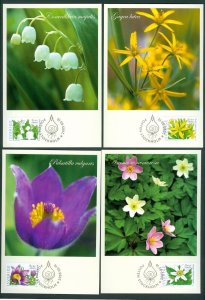 Sweden. Maximum Card 2005. Complete Set. 4 Card. Spring Flowers.