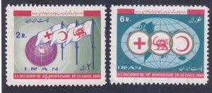Iran 1536-37 MNH 1969 League of Red Cross Societies 50th Anniversary Set