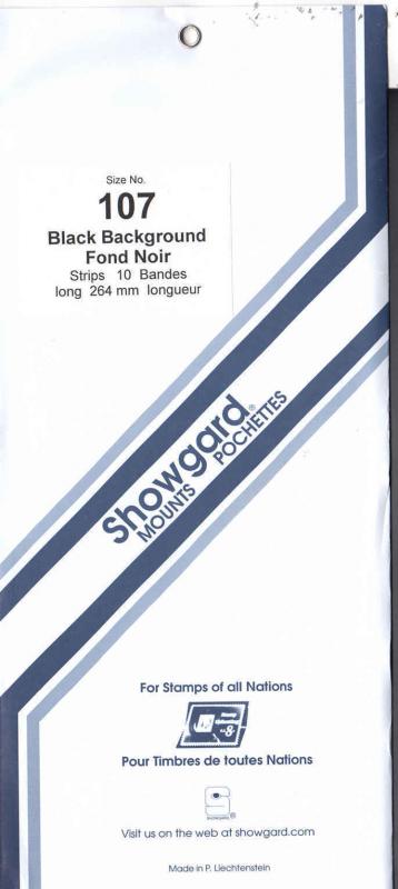 Showgard Stamp Mounts Size 107/264 BLACK Background Pack of 10