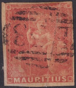 Sc# 10 Mauritius 1858 Britannia red 6 pence issue used CV $125.00